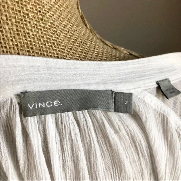 Vince White Crinkle Cotton Blouse - Picture 3 of 13